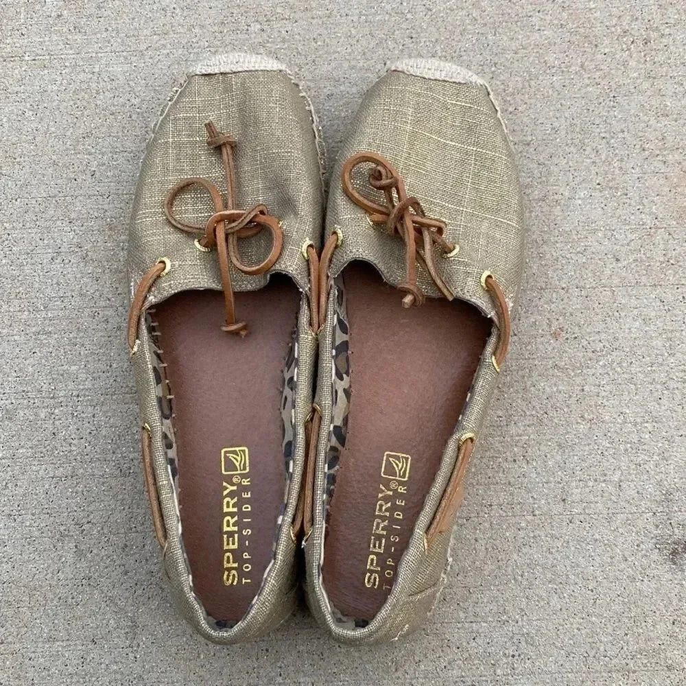 Sperry Topsider Gold Fabric Shoes - Picture 5 of 10